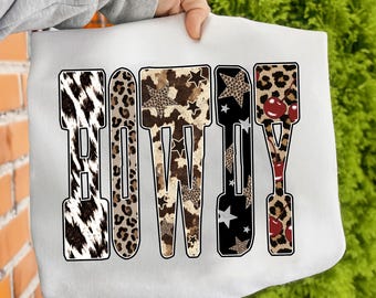 Western Country Cowgirl Howdy PNG, Western Cowgirl png, Western Shirt png, Howdy Sublimation, Leopard Western png, Howdy png, Western png
