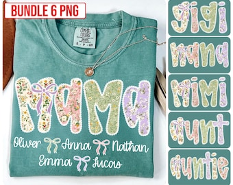 Boho spetsblommor Mama Png-paket, blommigt Mama Png-paket, matchande Mama mini Png, Mama doodles Png, Mama Png, Preppy Mama Png, Present till mamma