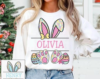 Custom Name Easter Bunny Png, Happy Easter png PNG Coquette Bunny PNG Bow Easter Glitter Brushstroke Girls Kids Easter Sublimation