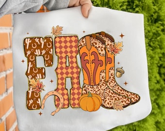 Cowboy Checkered Fall Png, Fall Pumpkin Png, Howdy PNG, Fall Png, Autumn Shirt Design, cowboy boots cow, Western Halloween Ghost Sublimation