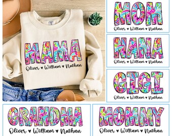 CUSTOM Mama Mimi Mom PNG Bundle, Floral Boho Mama Png, Personalized Mama Png, Floral Mama png, Canva Custom Template, Canva Editable