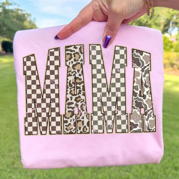 Vintage Hunting Mama Camo PNG, Retro Western Checkered Mama Png, Trendy Camo Cozy Season Shirt Design,Mom Deer Hunting Camouflage Png
