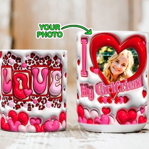 3D Inflated Custom Valentine Mug Wrap, 11oz 15oz Mug Wrap, Couple Mug, Add Your Photo, Mug Wrap Sublimation, Valentine Gift,Instant Download