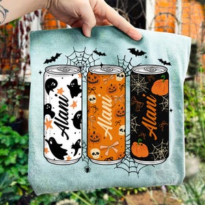 Halloween Energy Drink Can PNG, Spooky Cans PNG Download, Fall Pumpkin Skull Ghost Soda Sublimation, Cute Halloween Can PNG