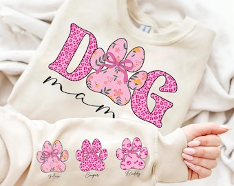 Custom Dog Mama Leopard Sleeve Design PNG, Dog Mama Png, Dog Lover Png, Mom Life Png, Dog Coquette Png, Dog Mama Shirt Png, Dog Gifts