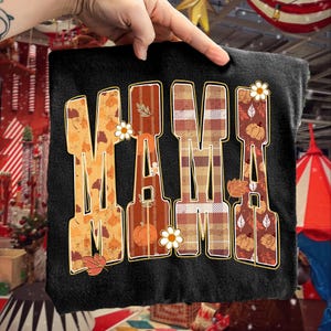 Fall Mama-shirt png, Pumpkin Patch Mama png, Autumn Mama-sublimatie, Thanksgiving Fall Mama png, bruin geruit Mama-shirt, Cosy Fall png