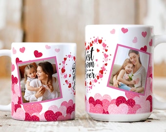 Mug photo personnalisé pour maman, emballage de tasse pour maman de 11 oz et 15 oz, sublimation de tasse, emballage de tasse, ajoutez votre propre tasse photo, téléchargement png, cadeau de fête des mères, maman png thumbnail