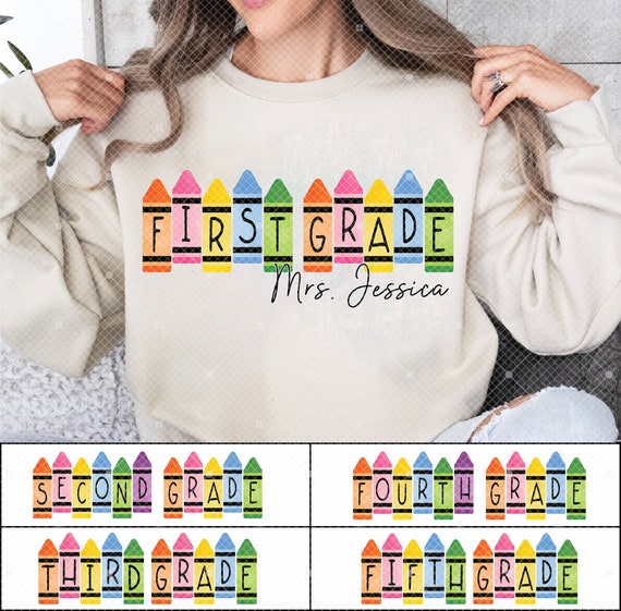 Bundle Personalized Teacher's Name First Grade Shirt, 1st Grade Teacher Png, Custom Name Teacher Png, Back to School, Custom Teacher Name