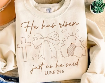 He Has Risen Svg Png, Luke 24:6 Png, Easter Christian Svg Png, Easter Bible Verse, Easter Coquette Png, Easter Svg File, Cricut File
