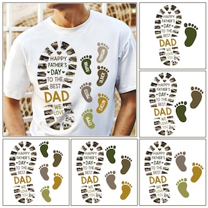 Personalized Bundle Dad Camo Footprint Bundle Png, Vintage Dad Png, Father's Day Png, Happy Father's Day Gift, Dad Kid Footprints Png