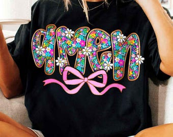 Amen Floral Glitter PNG, Floral Amen Png, Preppy Easter png, Amen Png, Happy Easter Png, Jesus png, Christian Easter png, Bible Verse png