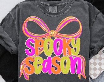 Temporada espeluznante (PNG), lazo de Halloween preppy y coqueta (PNG), sublimación de pinceladas de neón de Halloween, fantasma lindo y espeluznante femenino (PNG), mamá espeluznante (PNG)