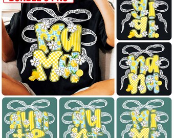 Bundle Mama Nana Gigi Lemon Coquette Png, Preppy Mama Png, Mama Summer Png, Retro Mama Png, Mothers day png, Gift for mama png, Hand Drawn