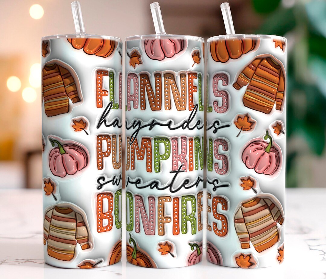 3D Inflated Fall Tumbler Wrap Design 20oz Tumbler Sublimation, Inflated ...