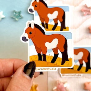 Pegatina de vinilo brillante del caballo de Przewalski