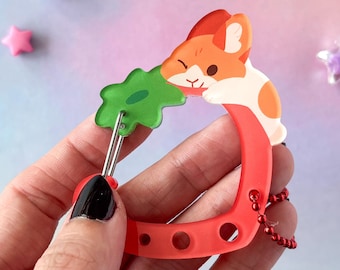 Strawberry Bunny Acrylic Carabiner