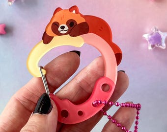 Peach Tanuki Acrylic Carabiner