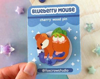 Blueberry Mouse Pin and Magnet