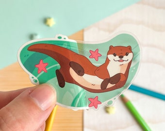 Swimming Otter Transparent Sticker