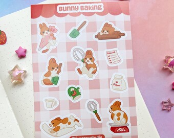 Bunny Baking Matte Vinyl Sticker Sheet