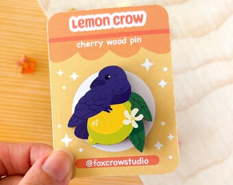 Lemon Crow Pin and Magnet