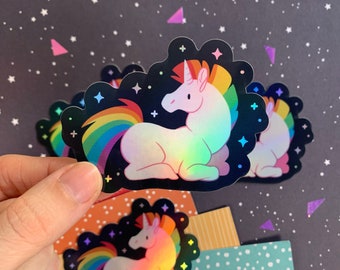 Sleepy holographic Unicorn Sticker
