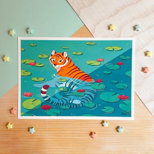 Tiger Pond Giclée Print A5 (14.8 x 21 cm) cm