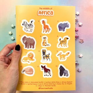 Folha de adesivos de vinil fosco de animais africanos