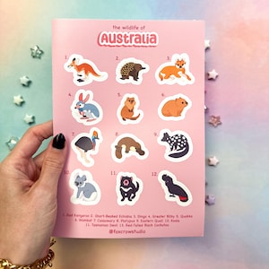 Australische Tiere Matte Vinyl-Sticker Bogen