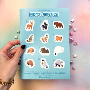 Nordamerikanische Tiere Matte Vinyl-Aufkleber Bogen
