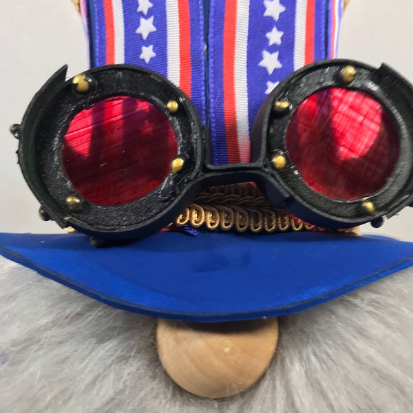 4th of July Gnome, AMERICAN PRIDE, Steampunk Gnome, celebration! Sock gnome all hand made by myself! Avant-garde, decorative, gift!