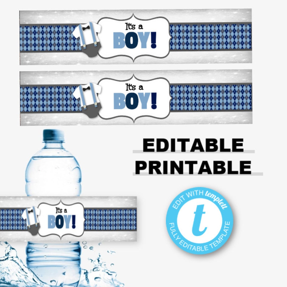 Baby Shower Water Bottle Labels Boy Little Man Invitation - Etsy
