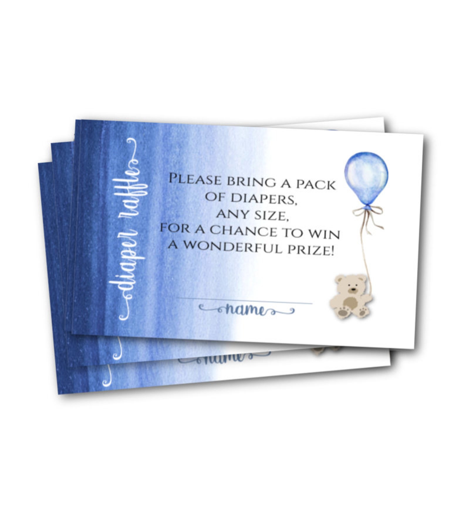 Balloon Boy Baby Shower Invitation Watercolor Teddy Bear Etsy