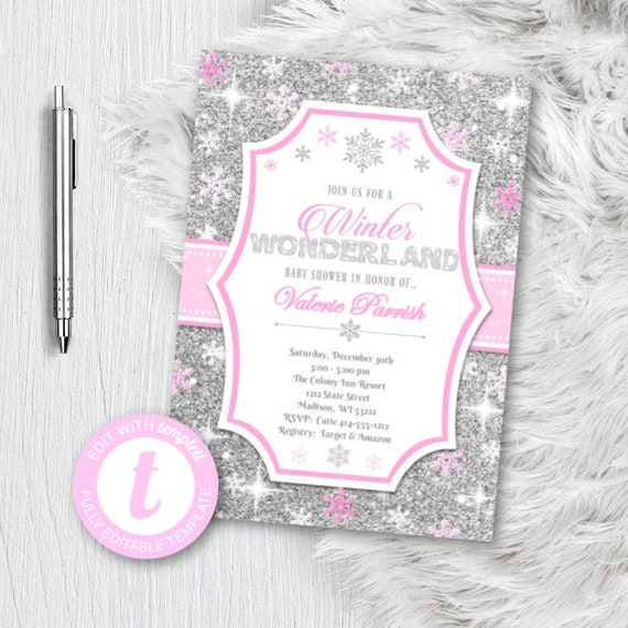 winter wonderland baby shower invitations