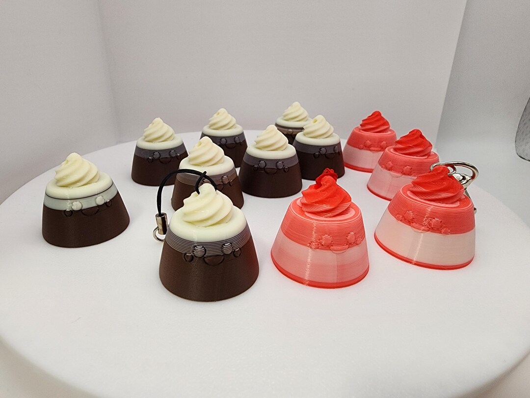 Strawberry & Cream and Mocha Pudding 3D Printed Keychains – Cute and ...