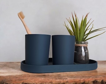 Minimalist Toothbrush Holder Set with Tray – Modern & Functional Bathroom Organizer