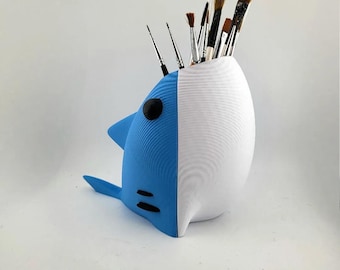 Chubby Shark Pen & Brush Holder | 3D Printed Desk Organizer