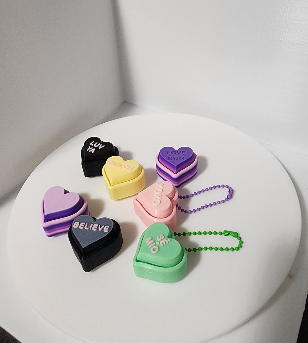 3D Printed Heart Keychain Clicker – Valentine’s Day Fidget Gift - Etsy