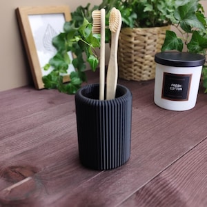 Ridge Toothbrush Holder Cup – Modern & Functional Bathroom Storage