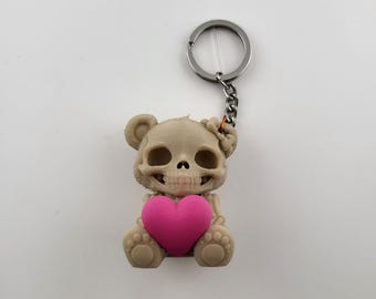 Llavero de oso esqueleto adorable con corazón – Encanto kawaii espeluznante