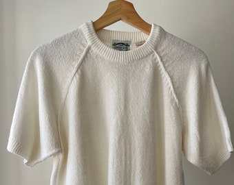 1990s White Short Sleeve Knit Jumper | Vintage Minimal Sweater