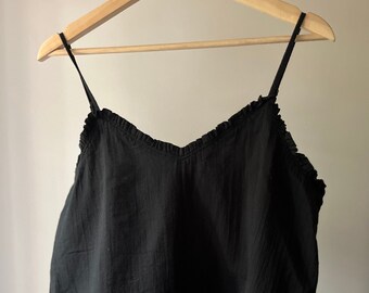 Y2K Cotton Camisole | Vintage Lettuce Trim Top