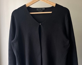 1990s Single Button Cardigan | Vintage Black Fine Knit Sweater