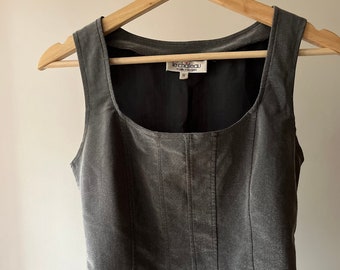 1990s Metallic Corset Style Square Neck Top | Vintage Cropped Tank