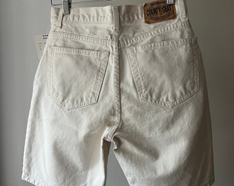 Jorts crème des années 1990 à taille haute | Short en jean neutre vintage