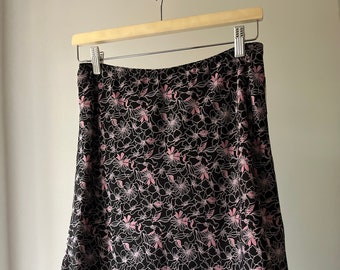 1990s Floral Slip Skirt | Vintage Flowy Skirt