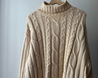 1990s Heavy Cotton Oversized Cable knit | Vintage Club Monaco Sweater