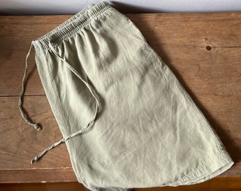 1990s Sage Green Cotton Drawstring Shorts | Vintage Shorts