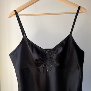 Y2K Black Beaded Satin Camisole Top