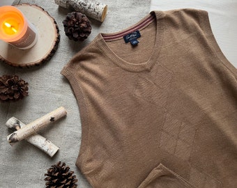 Vintage Argyle Sweater Vest | Vintage Brown Sleeveless Jumper